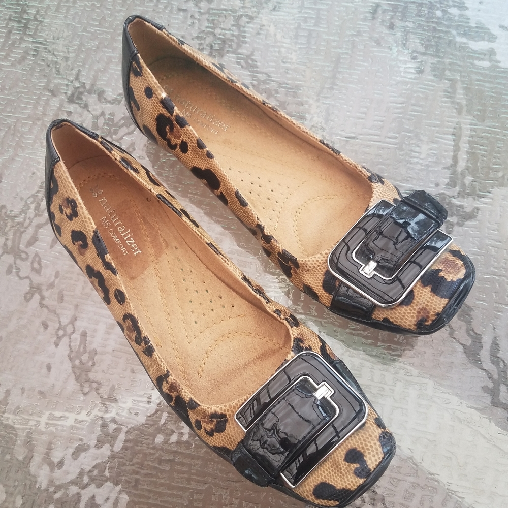 Naturalizer Leopard Print Flats with Black Accents